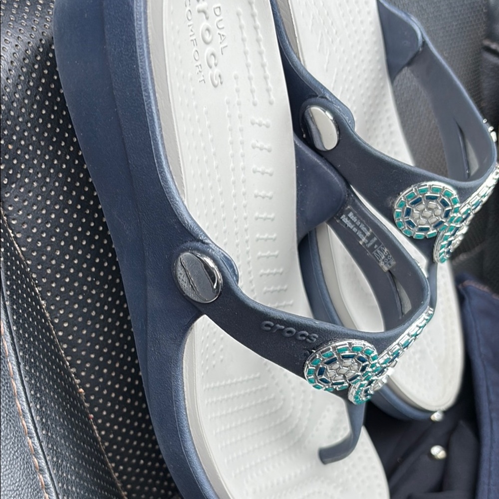 CROCS Black and Blue Sandals with Dual Comfort - Picture 3 of 3